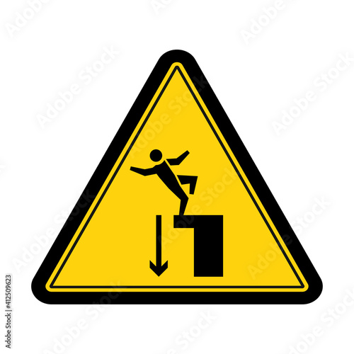 Warning sudden drop sign and symbol graphic design vector illustration