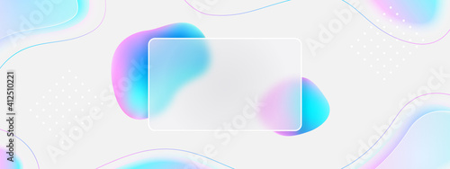 3d fluid creative background. Glassmorphism style vector 2021 style. Frosted glass effect. Pastel colors: pink, purple, blue on white backdrop. Curve line graphic design. Sale banner. Blurred gradient