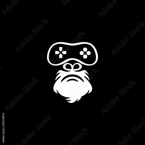 gorilla, ape head using glasses, vector logo illustration