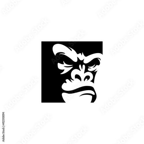 angry gorilla head logo template vector. 
Monkey face logo template vector. Ape logo template