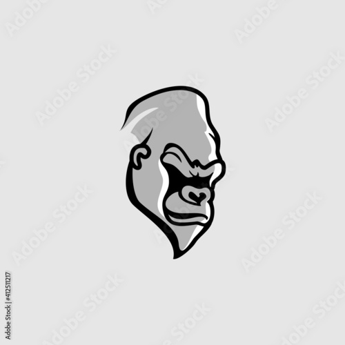 angry gorilla head logo template vector. 
Monkey face logo template vector. Ape logo template