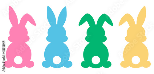Fényképezés Set easter bunny silhouettes vector illustration
