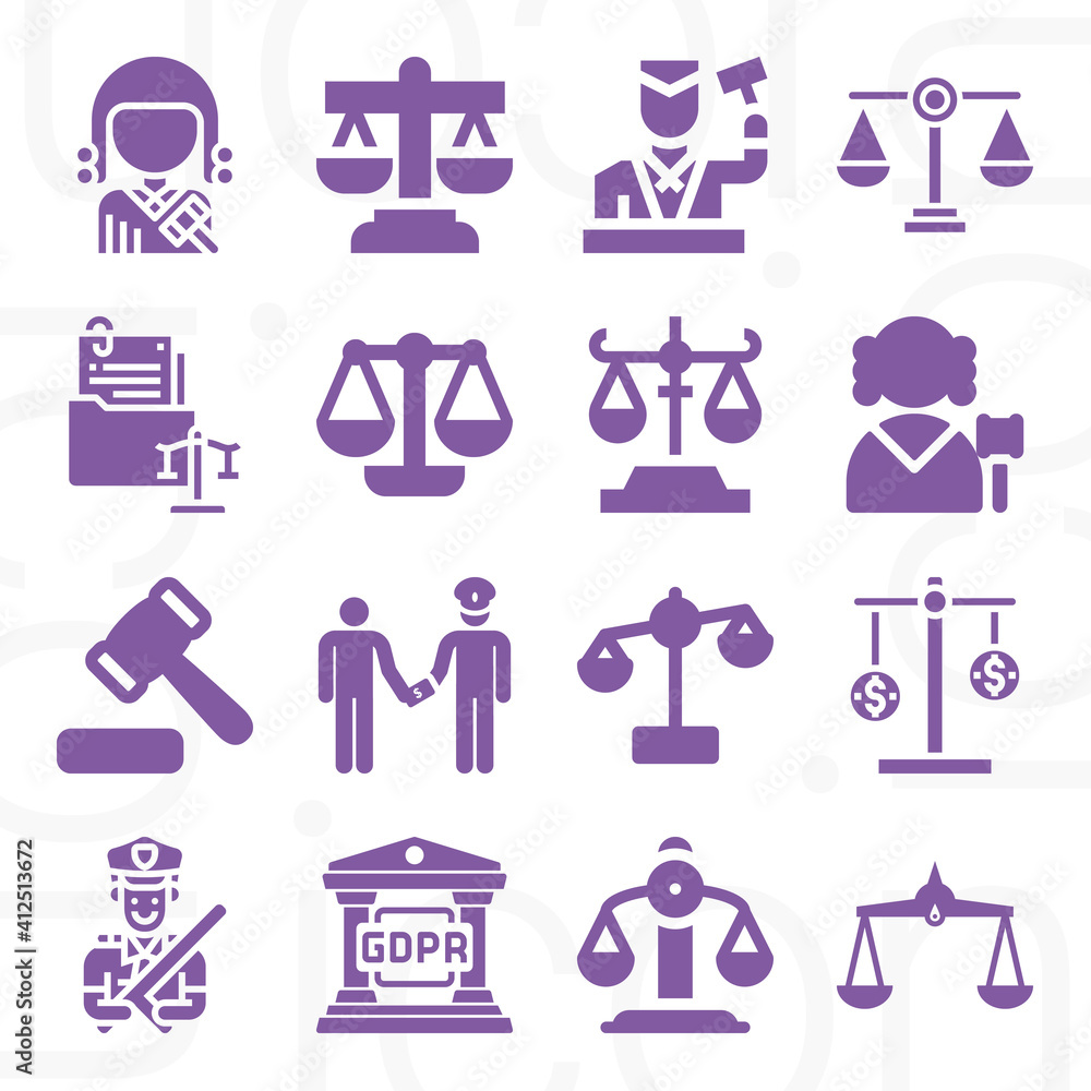 16 pack of legal philosophy filled web icons set 16 pack of legal philosophy filled web icons set