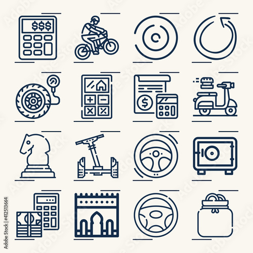 Simple set of cycle related lineal icons.