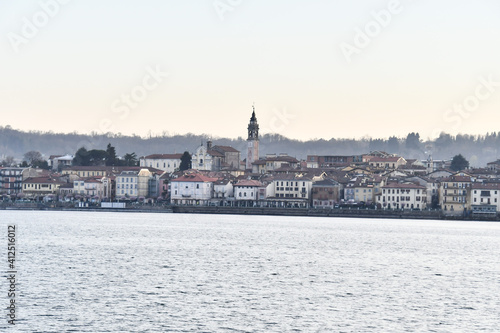 view of the city oleggio angera bergamo north italy