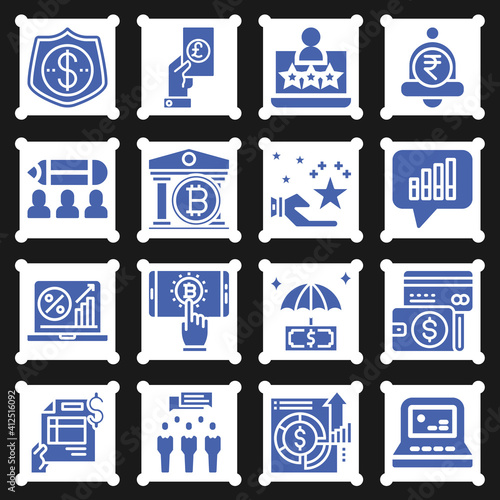 16 pack of patronage  filled web icons set