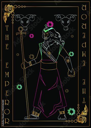 the illustration - card for tarot - THe Emperor card.
