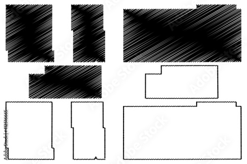 Towner, Slope, Steele and Stark County, North Dakota State (U.S. county, United States of America, USA, U.S., US) map vector illustration, scribble sketch map