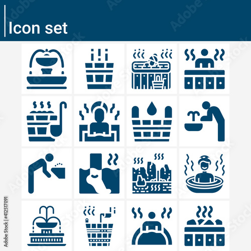 Simple set of thermal spring related filled icons.