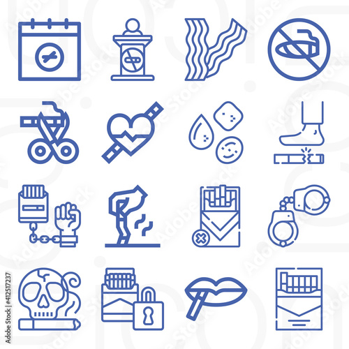 16 pack of smoked  lineal web icons set