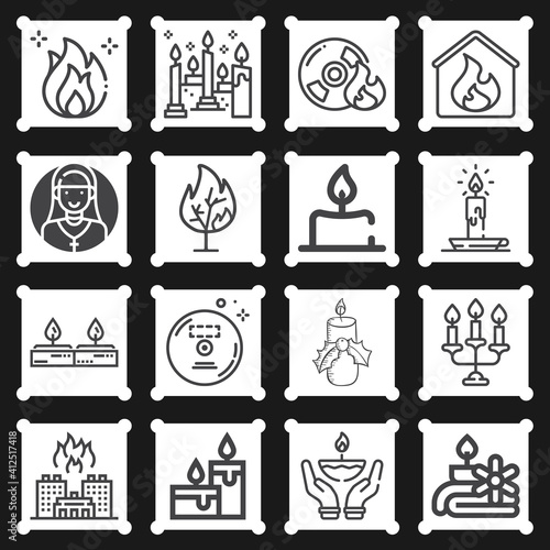 16 pack of lighted  lineal web icons set