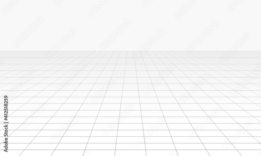 Vector perspective grid. Abstract wireframe landscape. - obrazy, fototapety, plakaty 