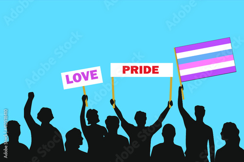 Vector illustration of the crowd that is expressing its attitude regarding to Intersex pride on white background. Love and Pride posters.