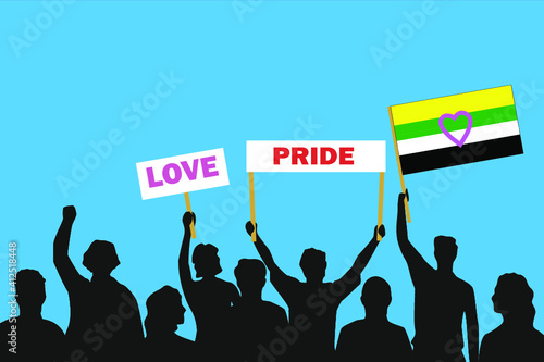 Vector illustration of the crowd that is expressing its attitude regarding to Skoliosexual fetish pride on white background. Love and Pride posters.