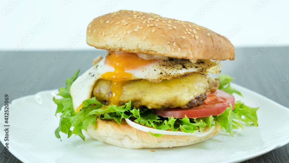 Delicious big hamburger. big beef burger Delicious big hamburger. big beef burger