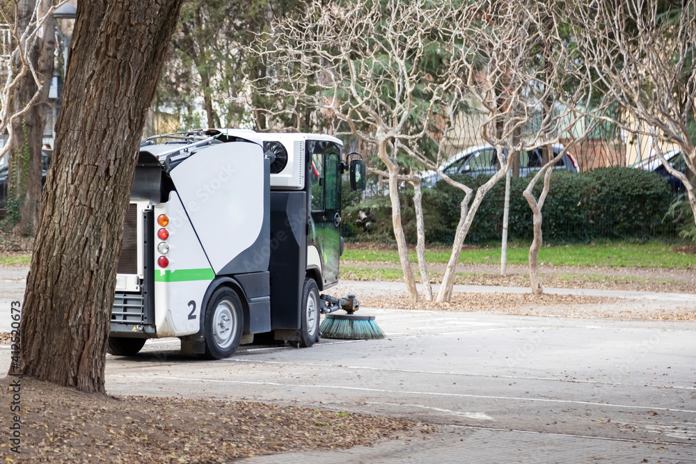 Municipal cleaning vehicle.