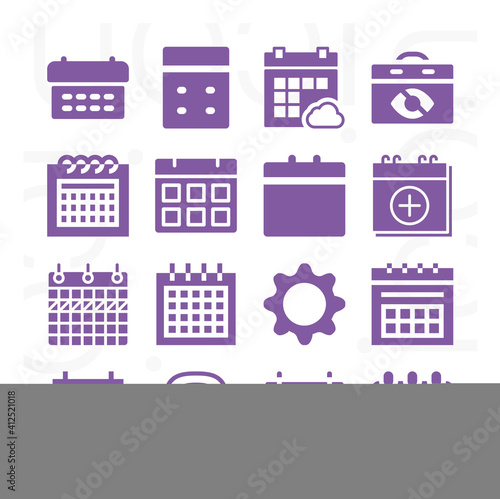 16 pack of expected  filled web icons set