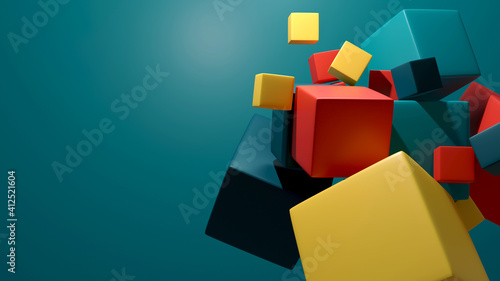 фотографія Abstract background with dynamic 3d colorful cube.