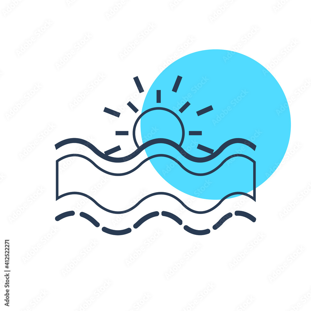 Sunset view from sea beach and nature icon. Sunrise view from sea beach icon with vector illustration.