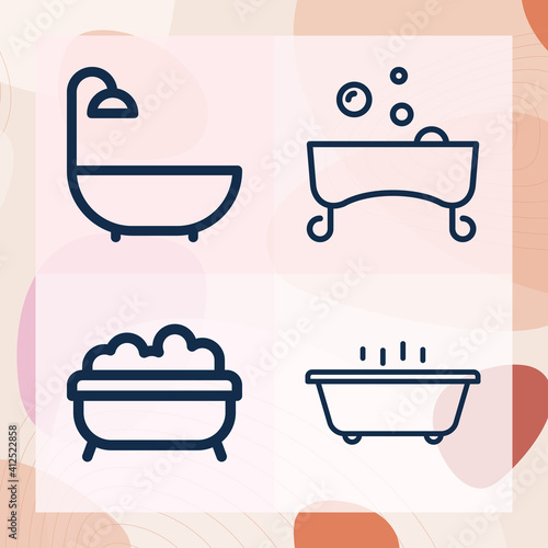 Simple set of shower stall related lineal icons