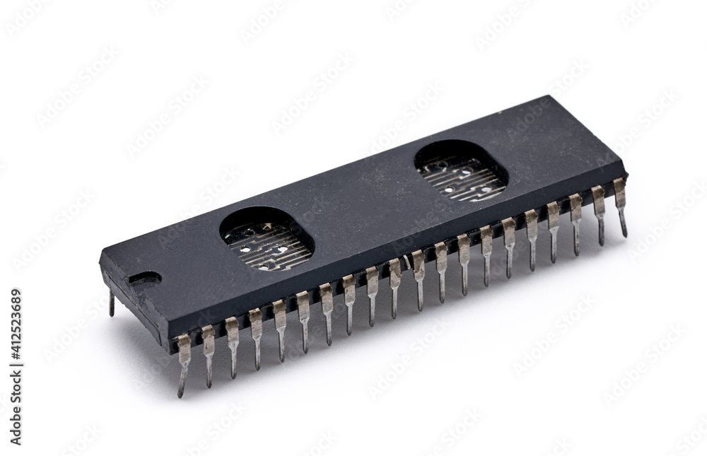 retro microchip. isolated on white background. retro microchip. isolated on white background.