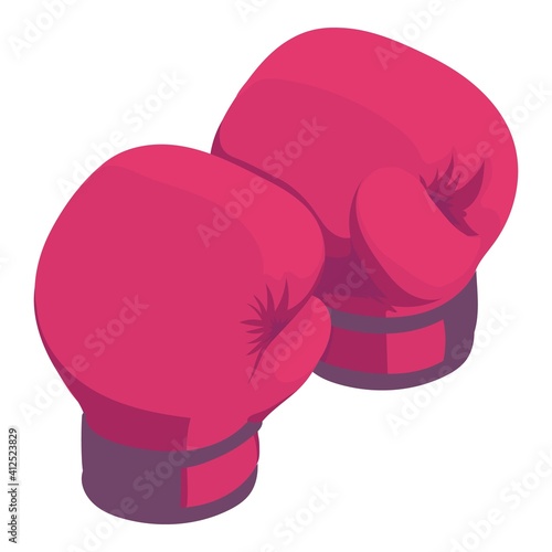 Boxing gloves icon. Isometric of boxing gloves vector icon for web design isolated on white background