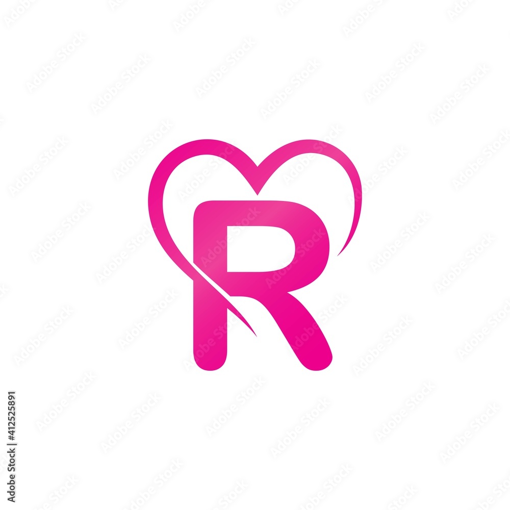Letter R and Love Logo Template design vector Letter R and Love Logo Template design vector