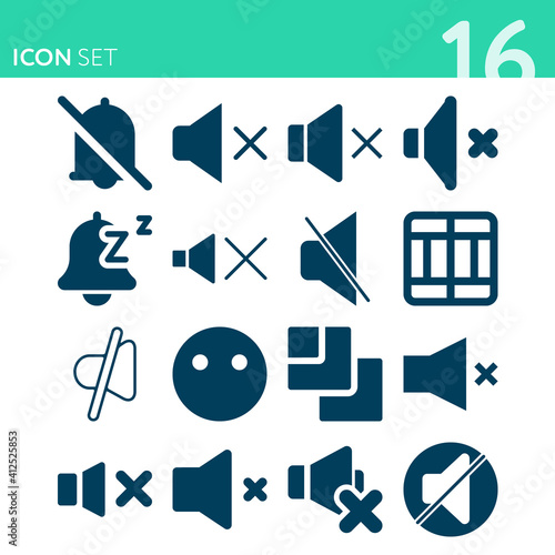 Simple set of 16 icons related to conquer