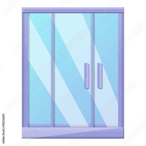 Door shower stall icon. Cartoon of door shower stall vector icon for web design isolated on white background