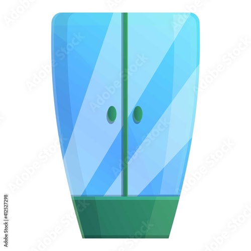 Green shower stall icon. Cartoon of green shower stall vector icon for web design isolated on white background