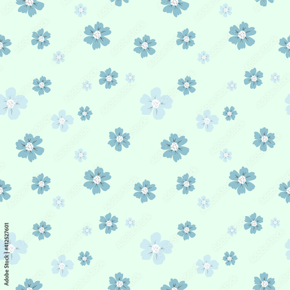 Seamless Pattern Floral Style Chaotic Arranged Light Blue Flowers Design Vector Seamless Pattern Floral Style Chaotic Arranged Light Blue Flowers Design Vector