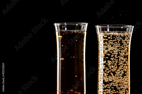 Champagne sparkling on white background photo