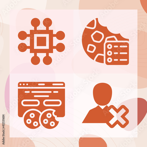 Simple set of cookies related filled icons
