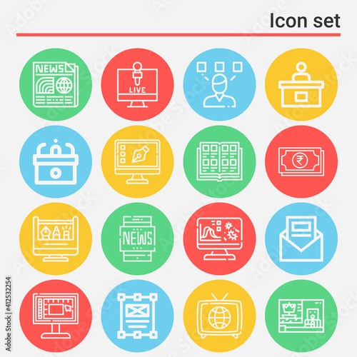 16 pack of bulletin  lineal web icons set