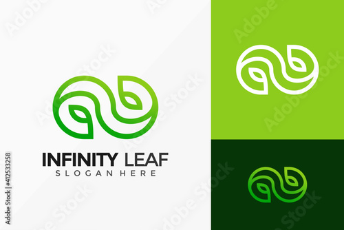 Infinity Leaf Logo Design. Creative Idea logos designs Vector illustration template