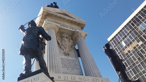 Sculpture of arturo prat from the city of valparaiso in chile on vacation photo