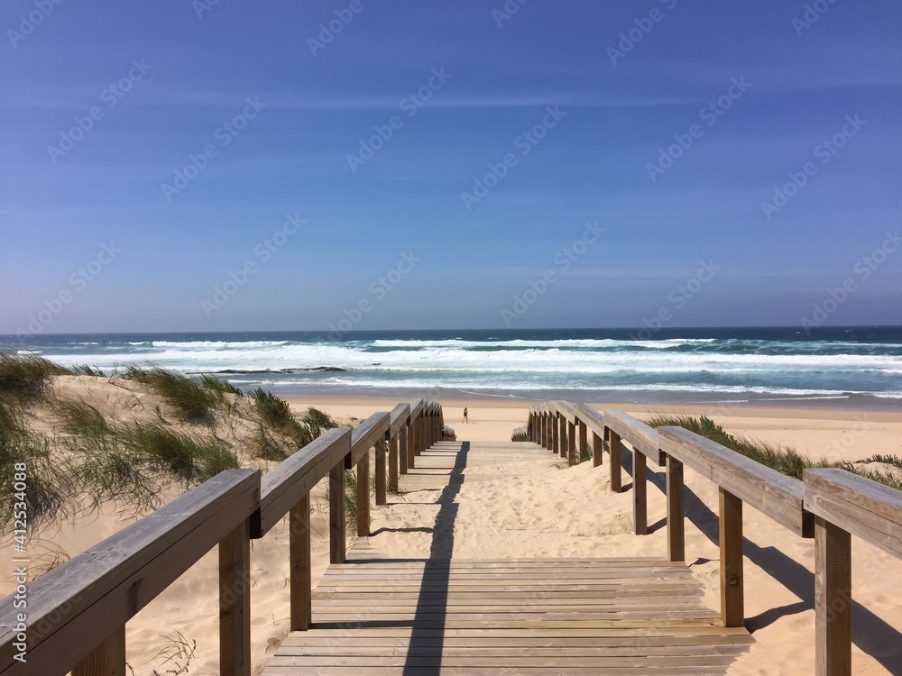 algarve, portugal, playa, mar, oceáno, chingo, acuático, cielo, madera, arena, bridge, paisaje, azul, costa, camino, naturaleza, acera, dique, nube, verano, viajando, pasarela, duna, horizonte, isla, 