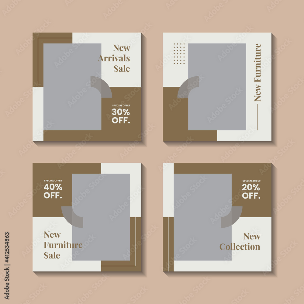 Furniture minimalist social media post template collection Furniture minimalist social media post template collection