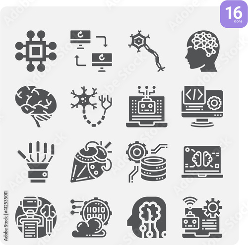 Simple set of neural related filled icons.