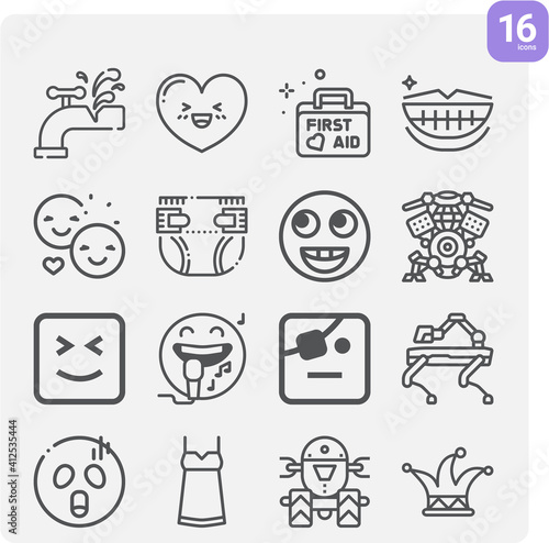 Simple set of laughing related lineal icons.