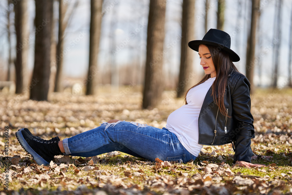 Pregnant lady in the park