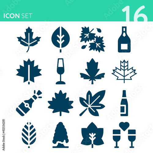 Simple set of 16 icons related to yeah