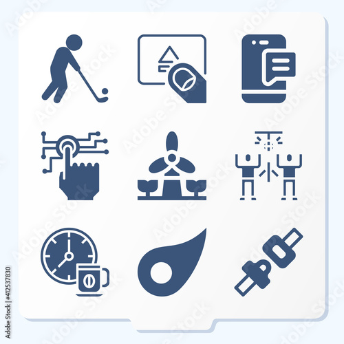 Simple set of 9 icons related to blow