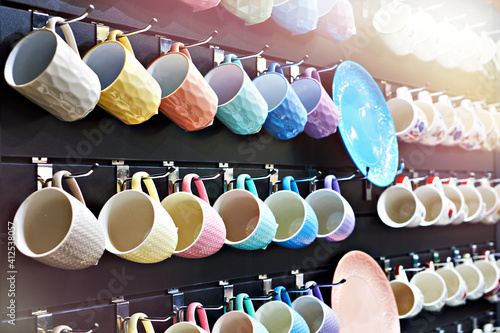 Canvastavla Porcelain cups in store household goods