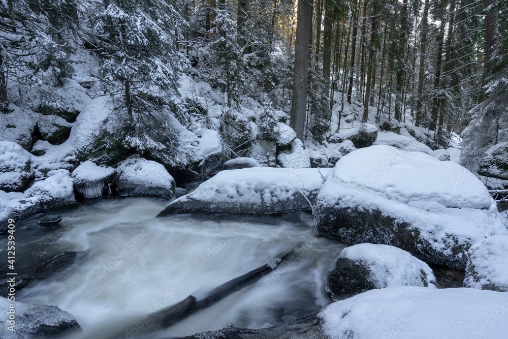 Wasserfall im Schwarzwald Winter Gefroren Wasserfall im Schwarzwald Winter Gefroren