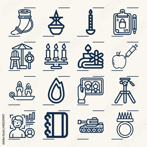 Simple set of heterogeneous related lineal icons.