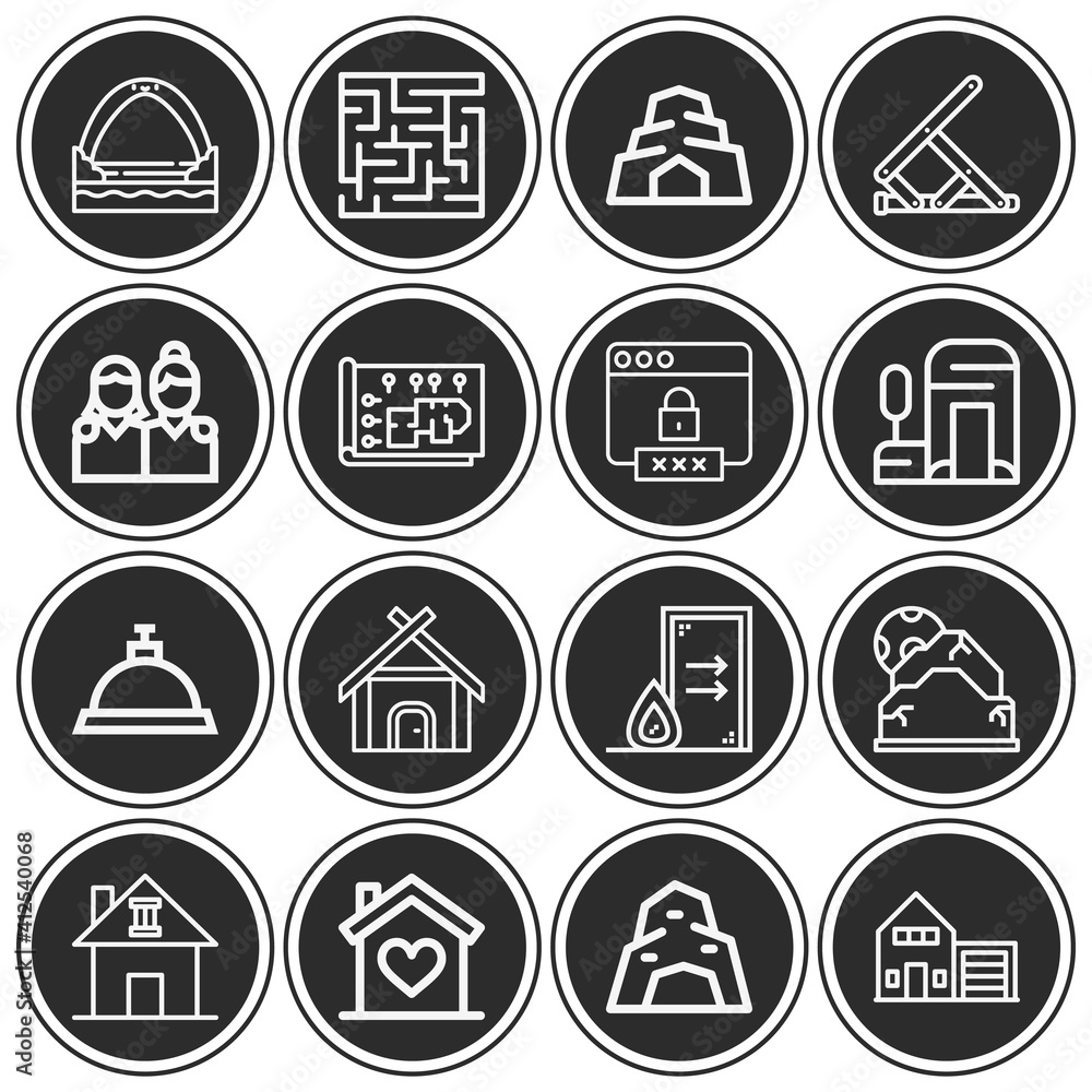 16 pack of entrance lineal web icons set 16 pack of entrance lineal web icons set