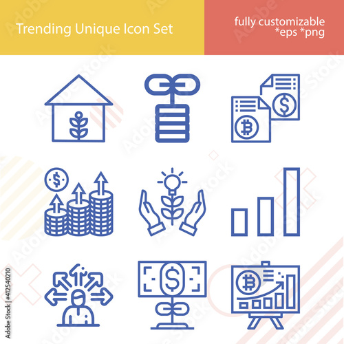 Simple set of increment related lineal icons.