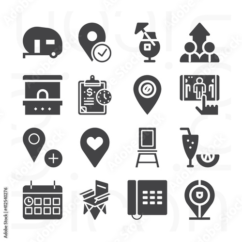 16 pack of slot  filled web icons set