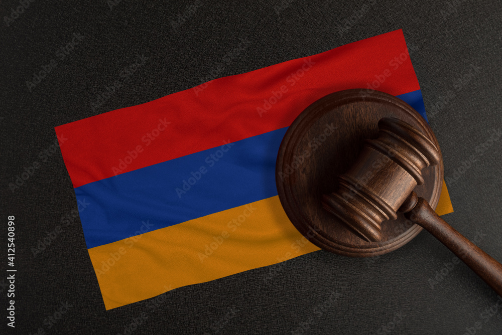 Judges hammer and the flag of Armenia. Law and Justice. Constitutional